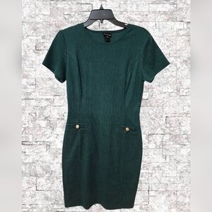 Vintage Teal/Green Mini Dress W/Gold Button Accents Size 8